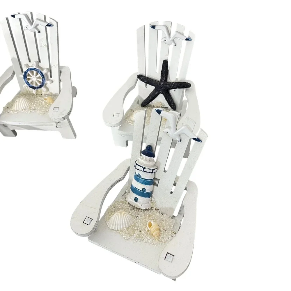 Miniature Wooden Beach Chair  Nautical‎ Tabletop Decoration Sailboat Lighthouse
